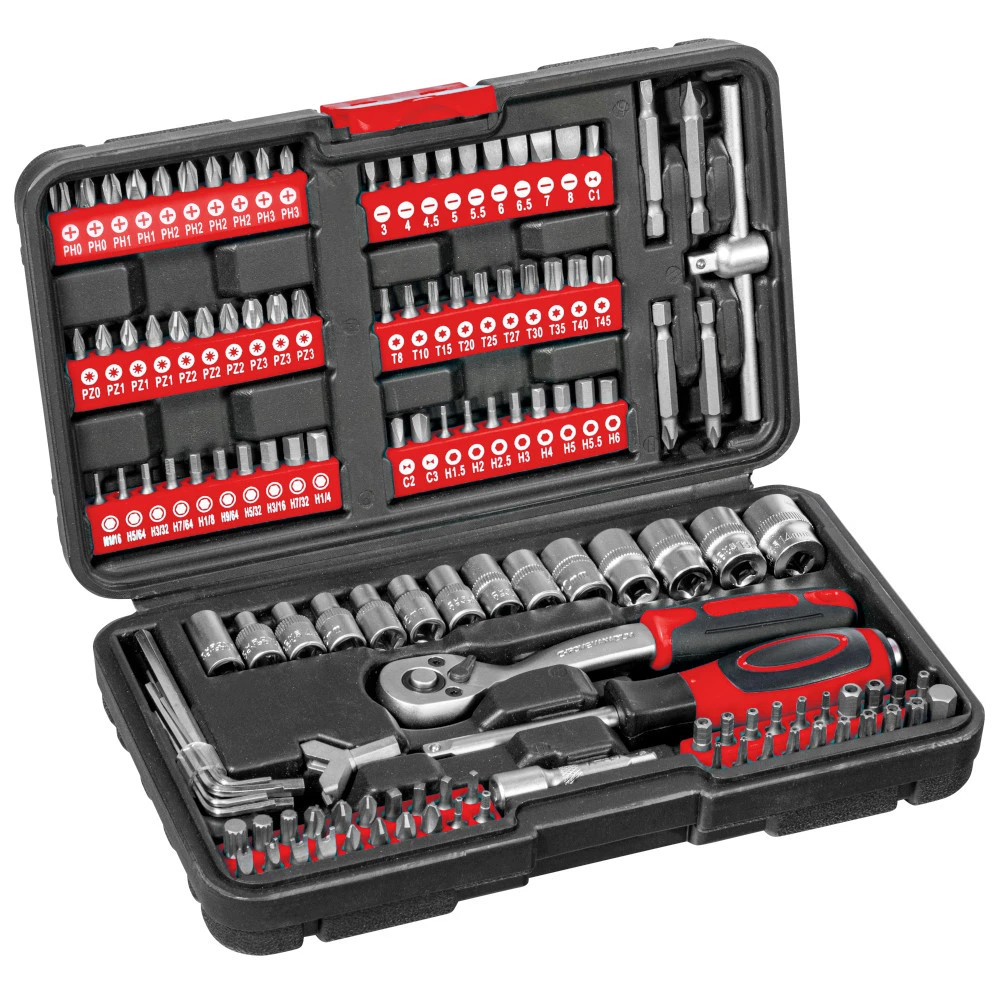 GERMANIA Steckschlüssel Und Bitsatz Set 130-teilig Aus CV-Stahl Im Koffer 1 GERMANIA Steckschlüssel Und Bitsatz Set 130-teilig Aus CV-Stahl Im Koffer