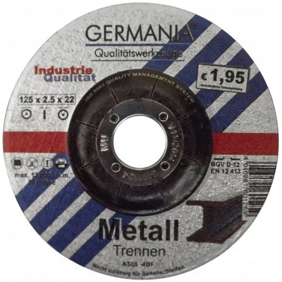 Trennscheibe Metall 125x2,5 Bombiert Industriequalität Trennen 1 Trennscheibe Metall 125x2,5 Bombiert Industriequalität Trennen