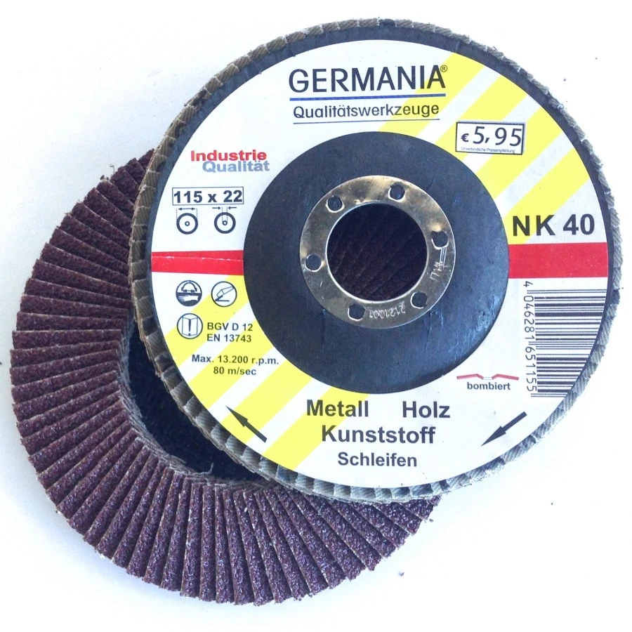 Fächerscheibe 115x22,23 NK40 Bombiert Fächer Schleifscheibe Lamellenscheibe 1 Fächerscheibe 115x22,23 NK40 Bombiert Fächer Schleifscheibe Lamellenscheibe