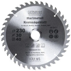 GERMANIA HM Kreissägeblatt Ø 230mm, 40 Zähne Für Holz
